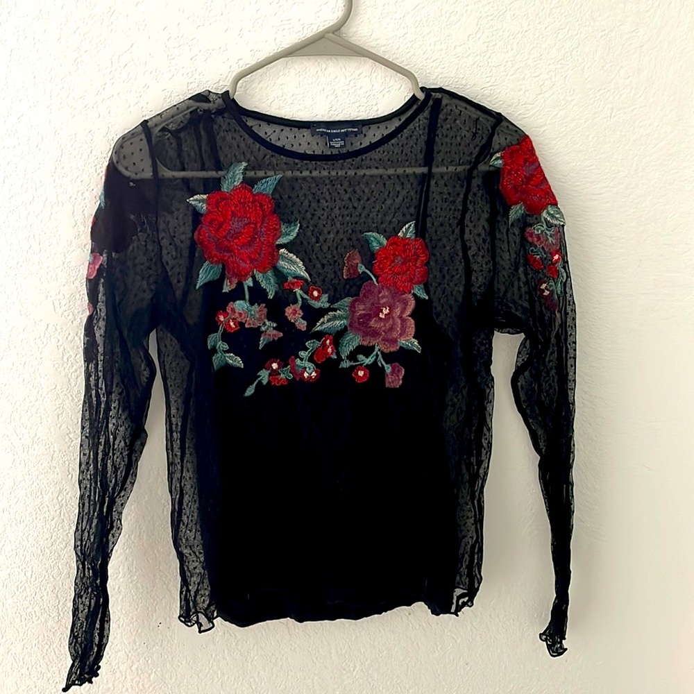 long sleeve lace top with built in tank top!
